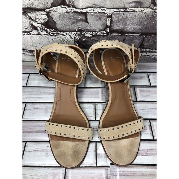Givenchy Beige Suede Leather Elegant Heel Studded Sandals Women sz 38EU/7.5M US - Picture 16 of 16